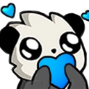 An image of a blue panda emote.